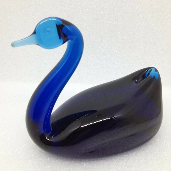 Unbranded Accents Vtg Cobalt Blue Glass Swan Paperweight Figurine Poshmark poshmark